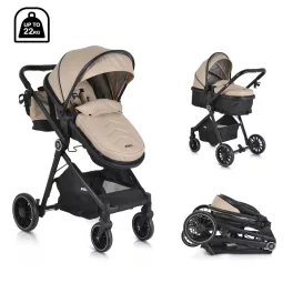RIO babakocsi 2in1 lapra csukható 22 kg BÉZS/KHAKI
