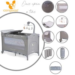   Cangaroo Once upon3 2 szintes utazóágy zenélő játékkal, pelenkázós szürke
