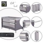 MONI Next level utazóágy lehajtható oldalfal 2 szint szürke