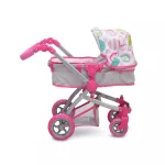 Moni Toys Pink rose játék mózes kosaras babakocsi