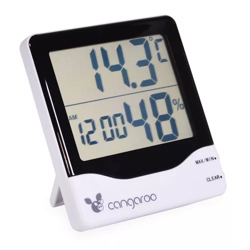 Moni Cangaroo Thermometer hőmérő, páratartalom mérővel és digitális órával zöld/fehér