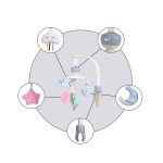 MOONLIGHT zenélő forgó holdacskákkal lányos PINK