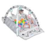 HAPPY SPACE Rabit játszószőnyeg NYUSZIS állatos, szögletes, 20 db labdával textil, műa.FEKETE