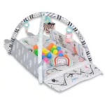 HAPPY SPACE Rabit játszószőnyeg NYUSZIS állatos, szögletes, 20 db labdával textil, műa.FEKETE