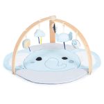 JÁTSZÓSZŐNYEG plüss, fa játékhíddal, összecsukható KEREK VKÉK ELEFÁNT