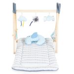 JÁTSZÓSZŐNYEG plüss, fa játékhíddal, összecsukható Sahara SZÖGLETES