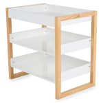 TIMBER fa pelenkázó állvány polccal FEHÉR/NATUR