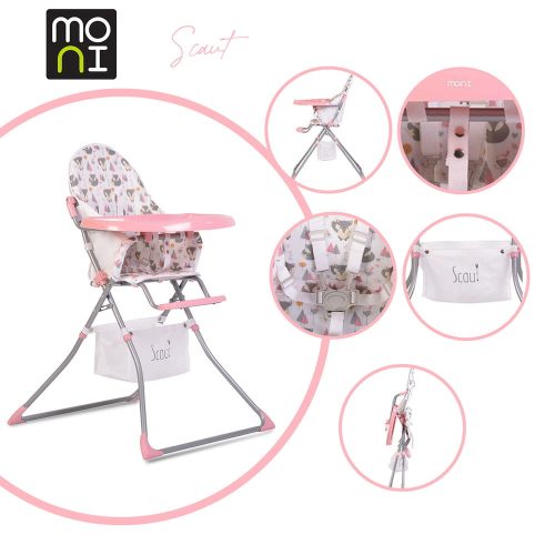 MONI Scaut etetőszék pink