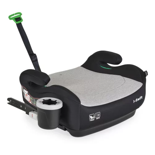 Moni I-SWIFT ülésemelő pohártartóval 125-150cm I-SIZE és ISOFIX SZÜRKE