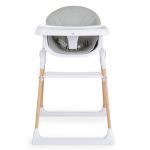 ALMOND etetőszék bőr ülés fa lábakkal SZÜRKE