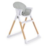 ALMOND etetőszék bőr ülés fa lábakkal SZÜRKE