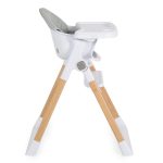 ALMOND etetőszék bőr ülés fa lábakkal SZÜRKE