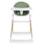 ALMOND etetőszék bőr ülés fa lábakkal ZÖLD