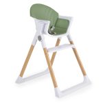 ALMOND etetőszék bőr ülés fa lábakkal ZÖLD