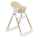 ALMOND etetőszék bőr ülés fa lábakkal BÉZS