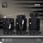 Moni ROCK autós ülés 76-150cm, 2játékkal, pohártartó, belső öv, isofix nélkül FEKETE