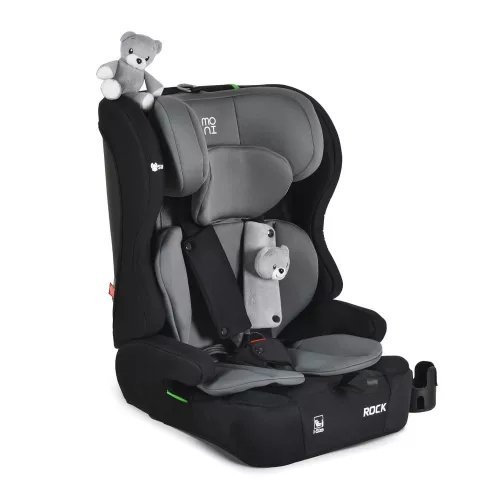 Moni ROCK autós ülés 76-150cm, 2játékkal, pohártartó, belső öv, isofix nélkül SZÜRKE
