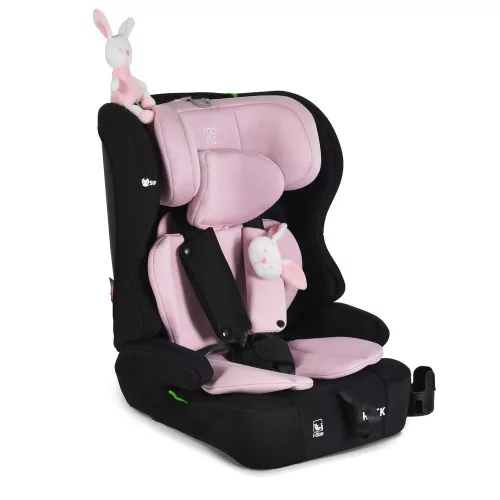 Moni ROCK autós ülés 76-150cm, 2játékkal, pohártartó, belső öv, isofix nélkül PINK
