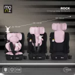 Moni ROCK autós ülés 76-150cm, 2játékkal, pohártartó, belső öv, isofix nélkül PINK