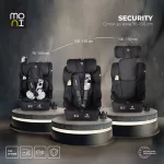 Moni SECURITY autós ülés belső övvel, isofix, ajándék 2plüss+párna 76-150cm FEKETE