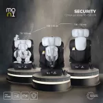 Moni SECURITY autós ülés belső övvel, isofix, ajándék 2plüss+párna 76-150cm SZÜRKE