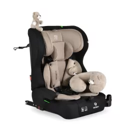   Moni SECURITY autós ülés belső övvel, isofix, ajándék 2plüss+párna 76-150cm BÉZS
