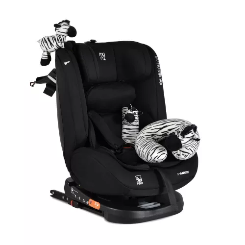 Moni i-MAXX autós ülés, isofix, forgatható, 2 plüss+párna 40-150cm FEKETE