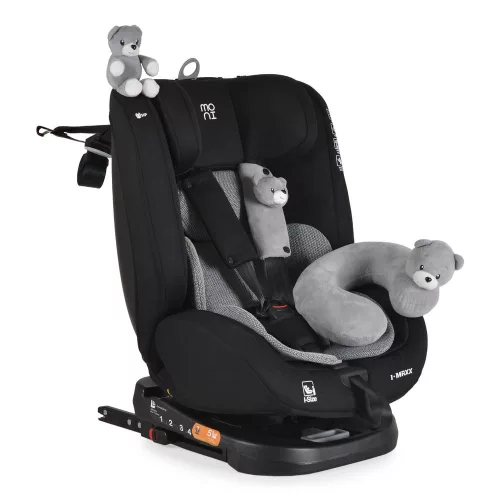 Moni i-MAXX autós ülés, isofix, forgatható, 2 plüss+párna 40-150cm SZÜRKE