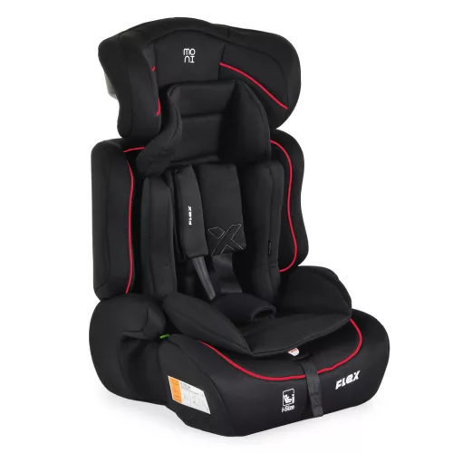 Moni FLEX autós ülés 76-150cm FEKETE/PIROS díszcsík