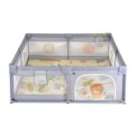 GAMEZONE  járóka összecsukható szőnyeggel, 60 labdával 150x200 SZÜRKE