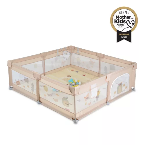 Moni GAMEZONE járóka szőnyeggel, 60 labdával 150x200 VILÁGOS BÉZS