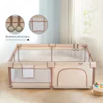 Moni GameZone Basic járóka 150x200 lecippzározható oldal, sarokvédő egyszínű BÉZS