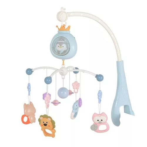 Moni PENGUIN Bed bell zenélő forgó játék kiságyra fehér zajjal KÉK