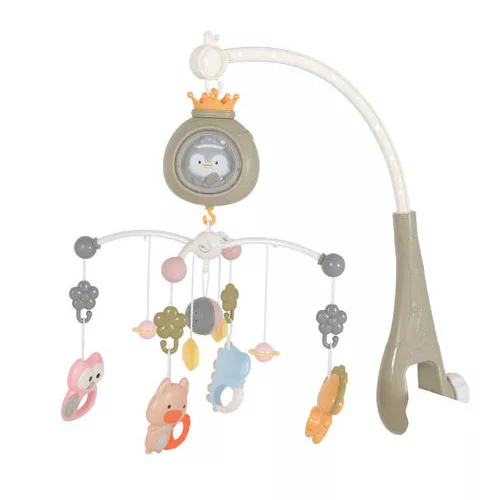 Moni PENGUIN Bed bell zenélő forgó játék kiságyra fehér zajjal SZÜRKE