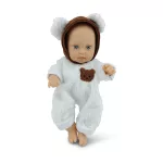 Moni BABA 30cm újszülött maciruhában kismacival SZÜRKE