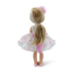 BABA 38 cmes hajasbaba, virágos szoknyás, szőke Fehér/RÓZSASZÍN