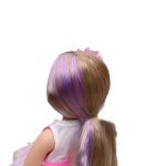 BABA 38 cmes hajasbaba, virágos szoknyás, szőke Fehér/RÓZSASZÍN