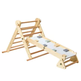   PIKLER 2in1 fa MÁSZÓKA 3szög és mászórámpa Montessori 132*60cm NATUR