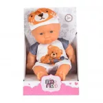 BABA 20cm újszülött Maci ruha FEHÉR/SZÜRKE