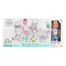   Moni BABA játékszett 36 cmes FIÚ babával delux playset KÉK