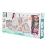 BABA játékszett 36 cmes LÁNY babával delux playset SZÜRKE