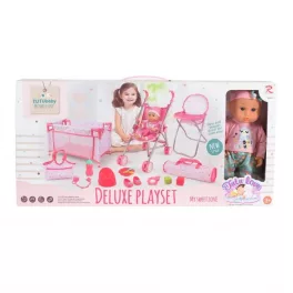   Moni BABA játékszett 36 cmes LÁNY babával delux playset PINK