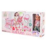 BABA játékszett 36 cmes LÁNY babával delux playset PINK