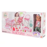 Moni BABA játékszett 36 cmes LÁNY babával delux playset PINK