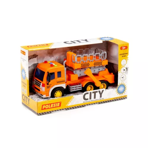 POLESIE műanyag emelőkosaras autó NARANCS