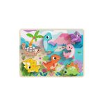 TOOKY Toy fapuzzle kirakó, forma illesztős, dinoszaurus 8dbos