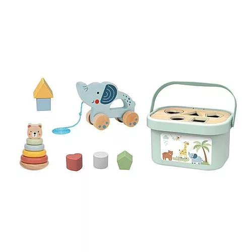Moni Tooky toy 3in1 készségfejlesztő doboz formabedobóval