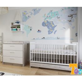   Todi Bee 70x140 átalakítható babaágy szett - 3 fiókos komód - toldalék