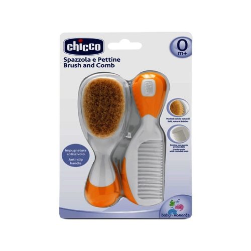 Chicco Fésű-Hajkefe természetes sörtékkel - narancssárga