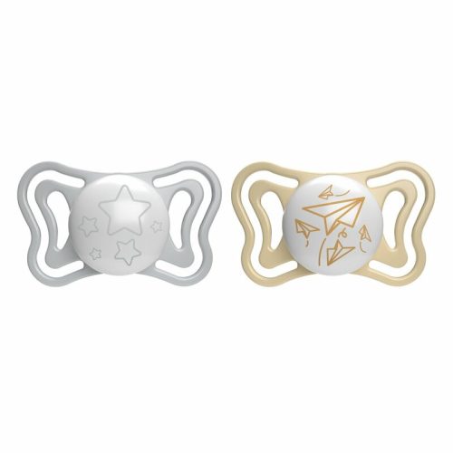 Chicco Physio Forma® Light Glow 6-16hó éjszakai cumi 2db (foszforeszkálós karimával)